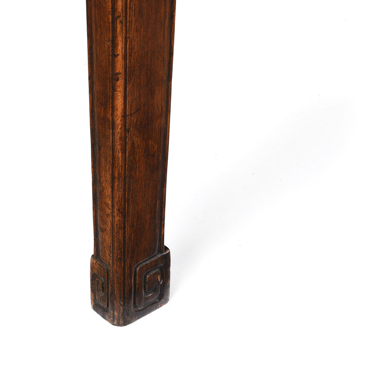 Leg Detail From Antique Chinese Caned Bench Qing Dynasty - Ca 1910 | Indigo Antiques