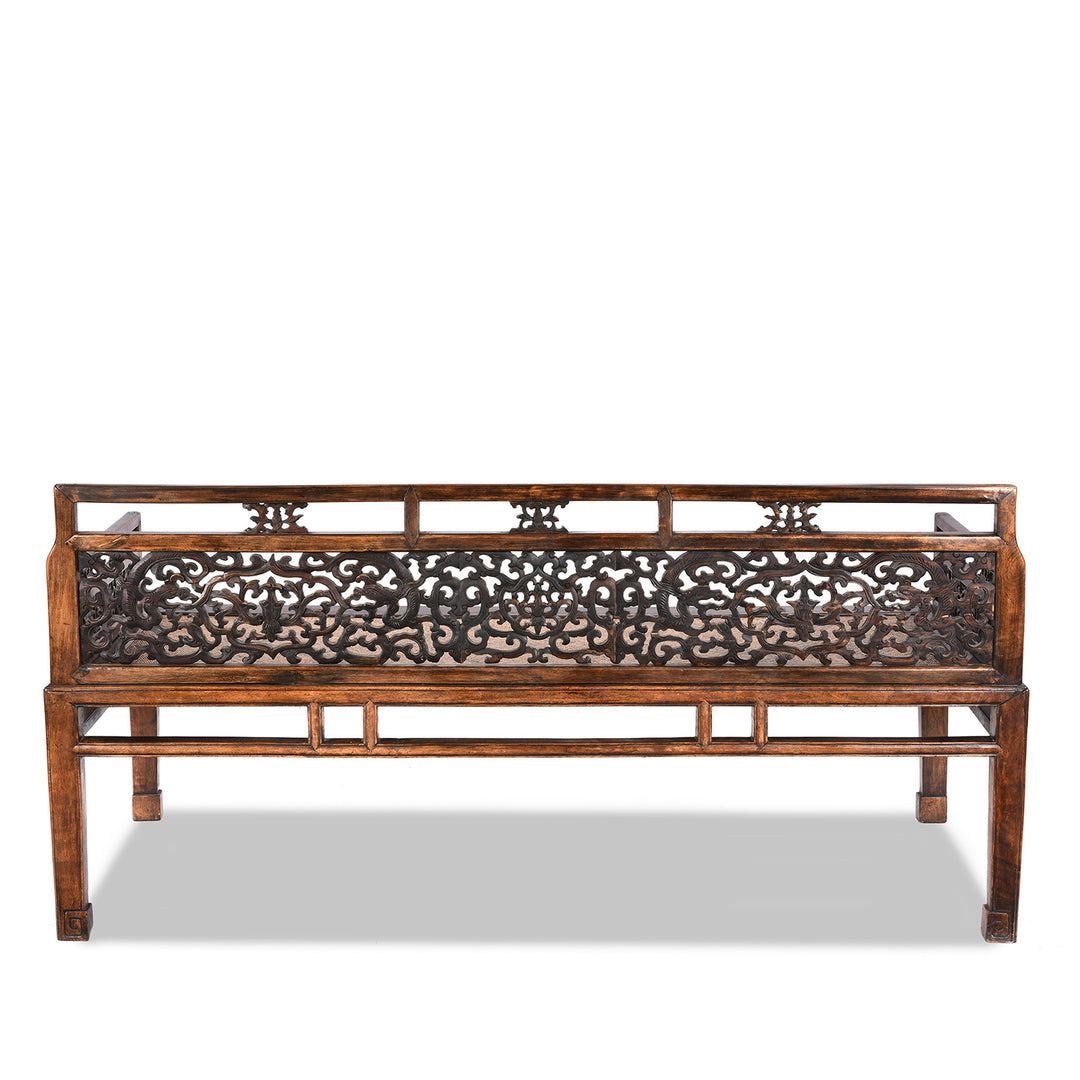 Back Of Antique Chinese Caned Bench Qing Dynasty - Ca 1910 | Indigo Antiques