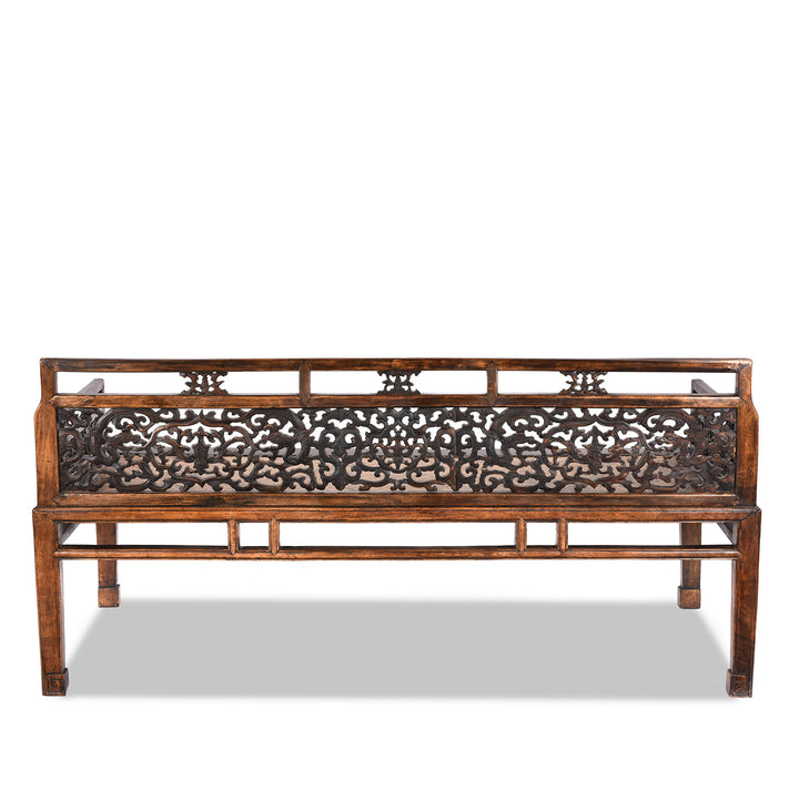 Back Of Antique Chinese Caned Bench Qing Dynasty - Ca 1910 | Indigo Antiques