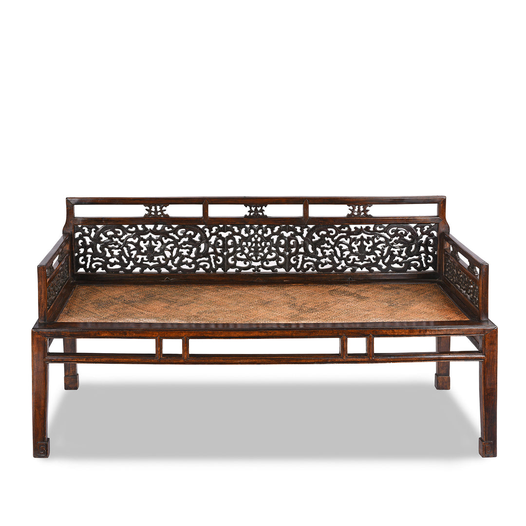 Antique Chinese Caned Bench Qing Dynasty - Ca 1910 | Indigo Antiques