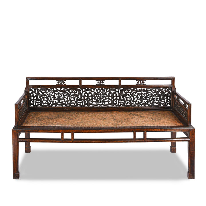 Antique Chinese Caned Bench Qing Dynasty - Ca 1910 | Indigo Antiques