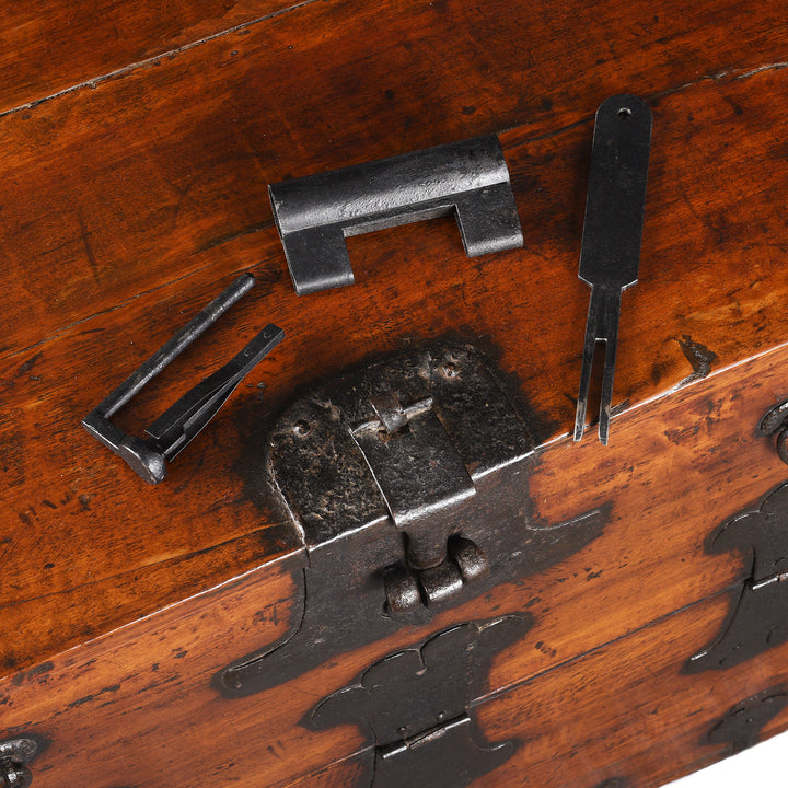 Lock Detail From Antique Korean Pear & Iron Bandaji From Jeju Do - 19th Century | Indigo Antiques