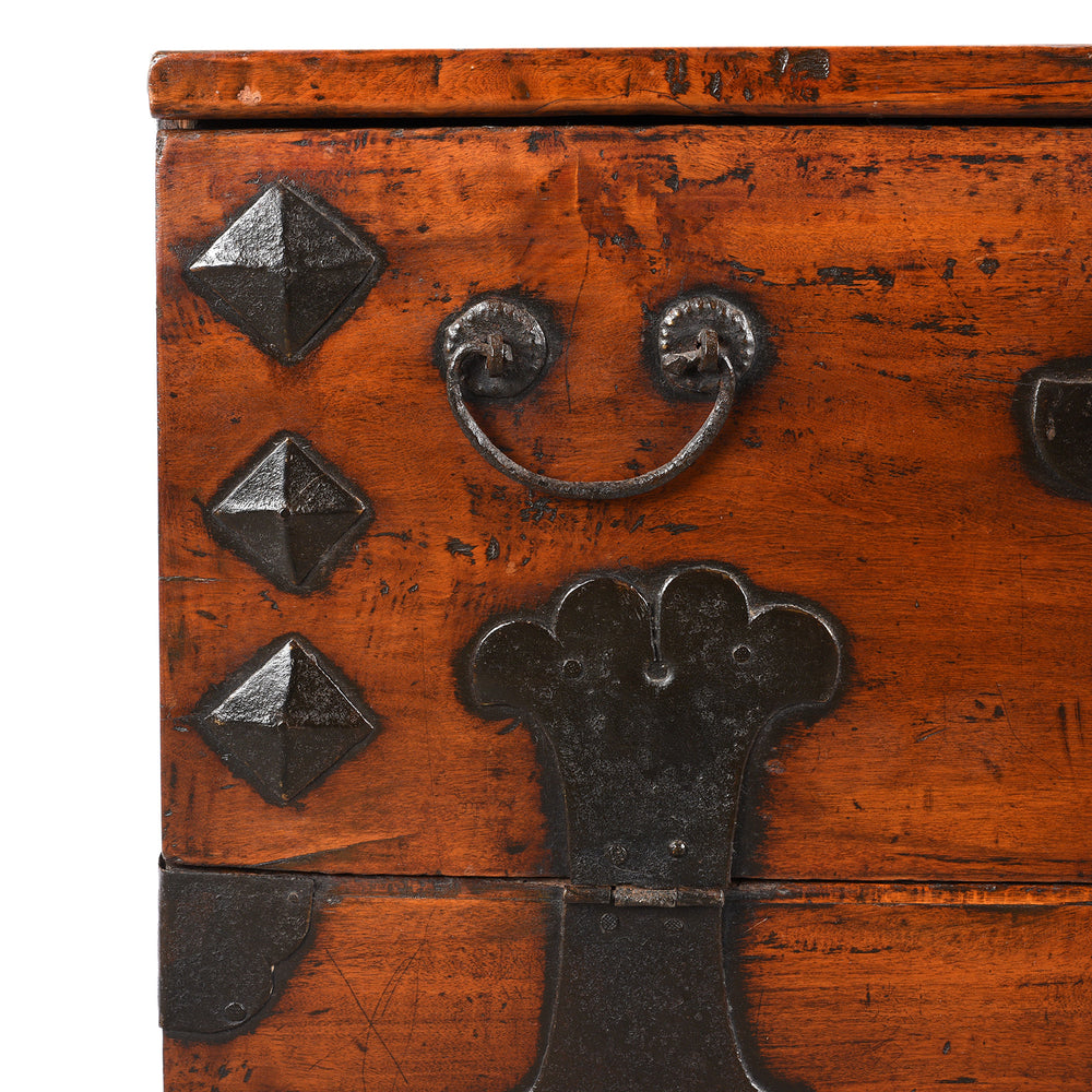 Corner Detail From Antique Korean Pear & Iron Bandaji From Jeju Do - 19th Century | Indigo Antiques