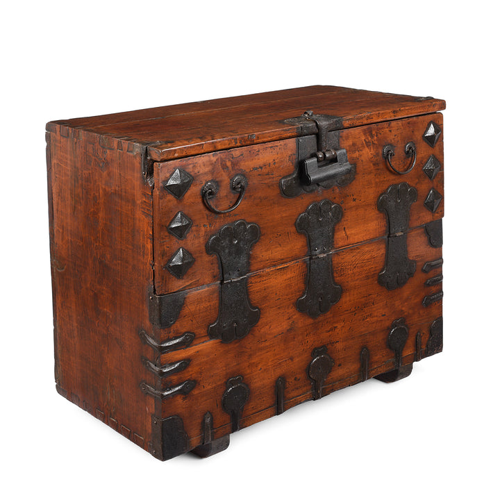 Angled View Of Antique Korean Pear & Iron Bandaji From Jeju Do - 19th Century | Indigo Antiques