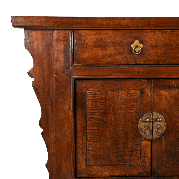 Corner Detail From Antique Walnut Sideboard from Gansu - 19th Century | Indigo Antiques