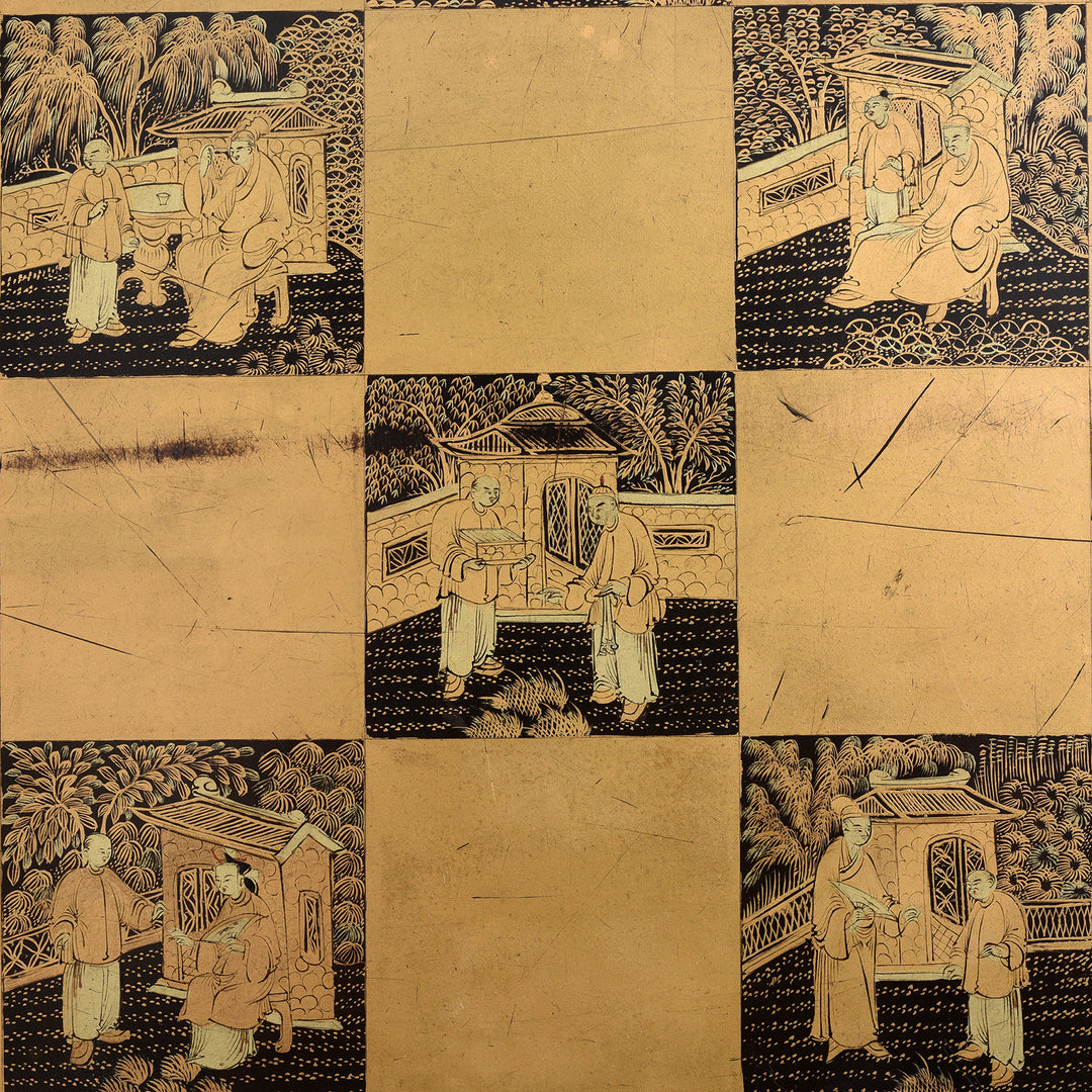 Detail From Antique Black Lacquer Export Chinoiserie Games Table - 19th Century| Indigo Antiques