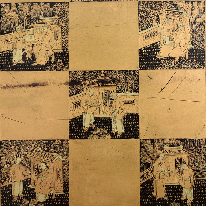 Detail From Antique Black Lacquer Export Chinoiserie Games Table - 19th Century| Indigo Antiques