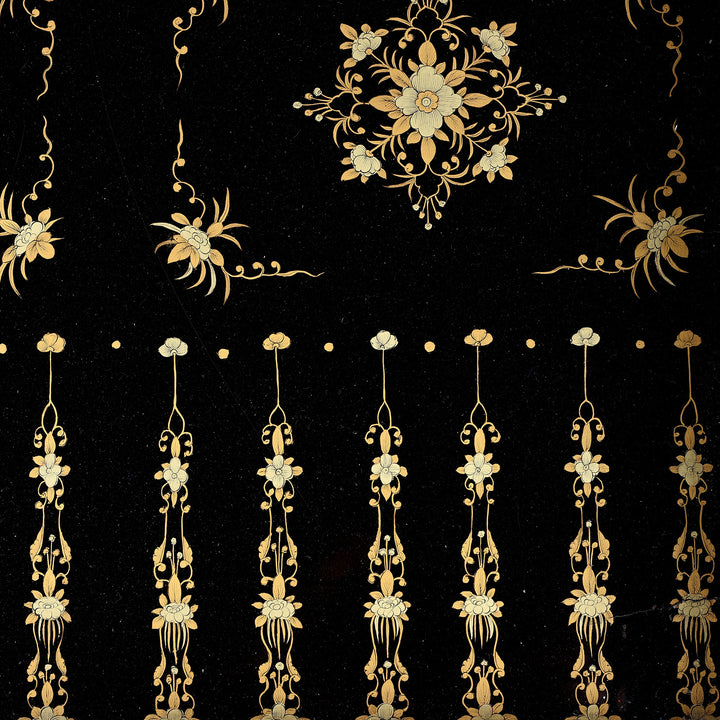 Detail From Antique Black Lacquer Export Chinoiserie Games Table - 19th Century| Indigo Antiques
