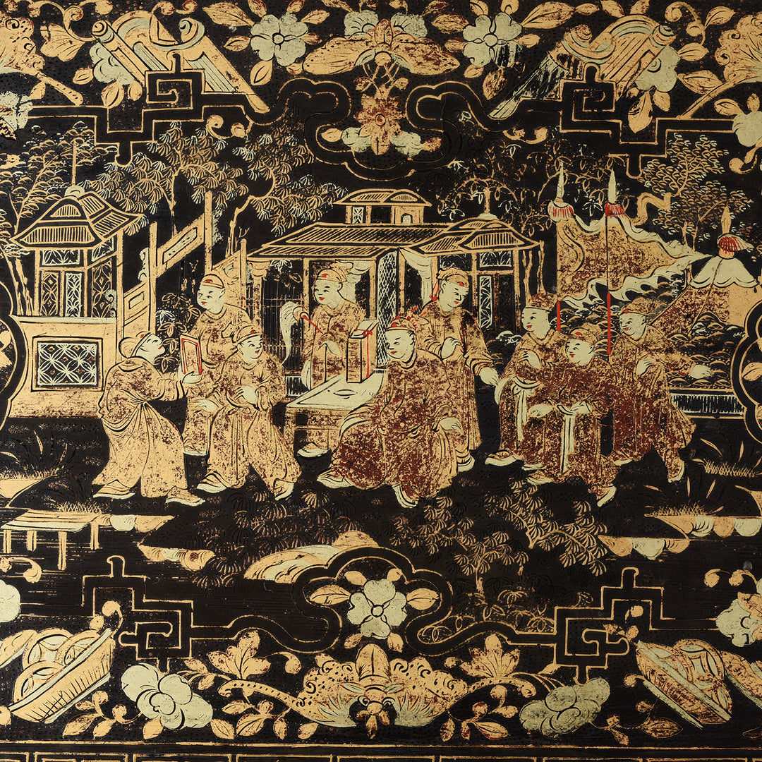 Paintwork Detail From Chinoiserie Lacquer Sewing Box - Qing Dynasty Early 19th Century | Indigo Antiques