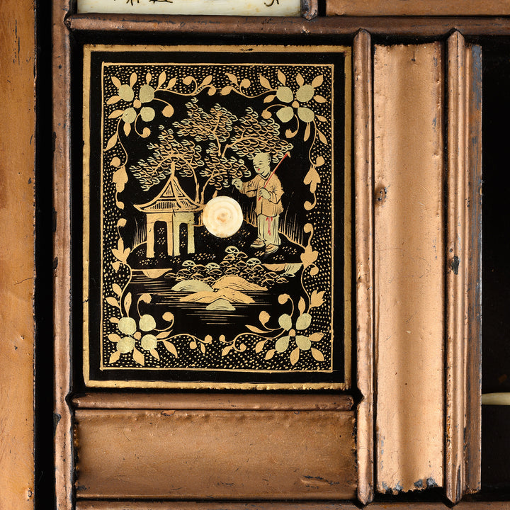 Detail From Chinoiserie Lacquer Sewing Box - Qing Dynasty Early 19th Century | Indigo Antiques