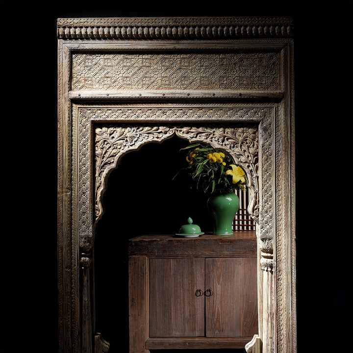 Lifestyle Image Of Antique Indian Mirror Made From An Old Rosewood Window - 18thC | Indigo Antiques