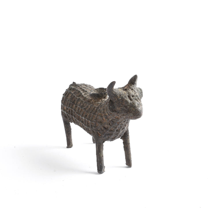 Angled View Of Gond Dokra work Brass Cow From Orissa - Early 20thC | Indigo Antiques