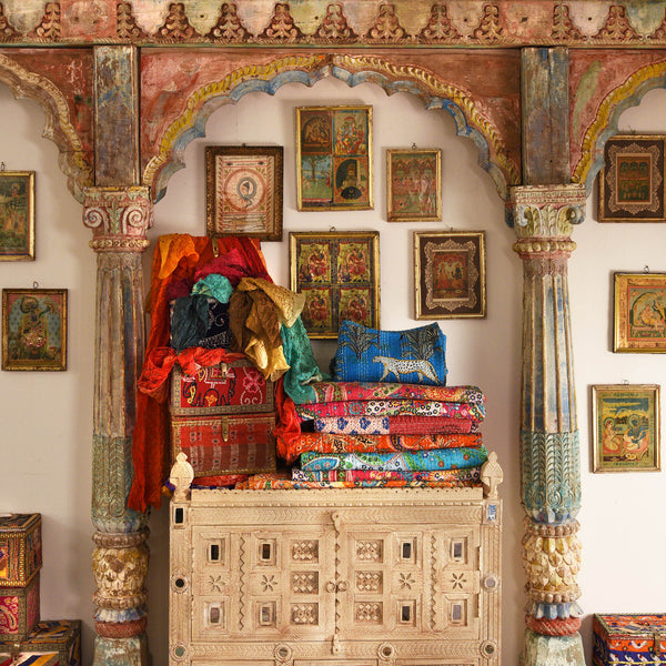 Carved Teak Triple Arch From Kutch - Late 19thC