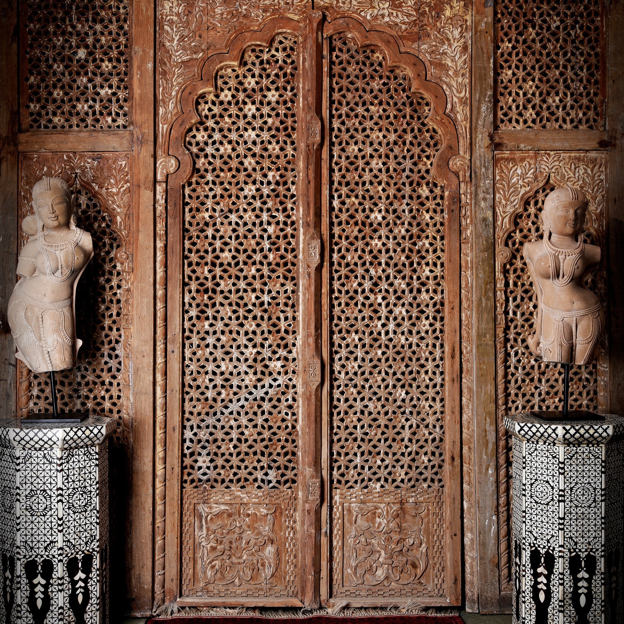 Carved Jali Purdah Screen - Mughal Style Carved Jali Purdah Screen - Mughal Style