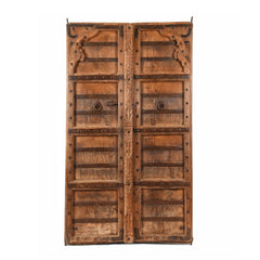Painted Indian Roheda Doors From Bikaner - 19thC Painted Indian Roheda Doors From Bikaner - 19thC