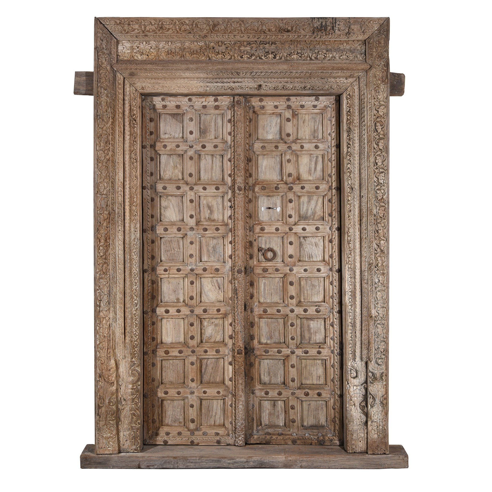 Carved Rosewood Door & Frame From Punjab - 19thC Carved Rosewood Door & Frame From Punjab - 19thC