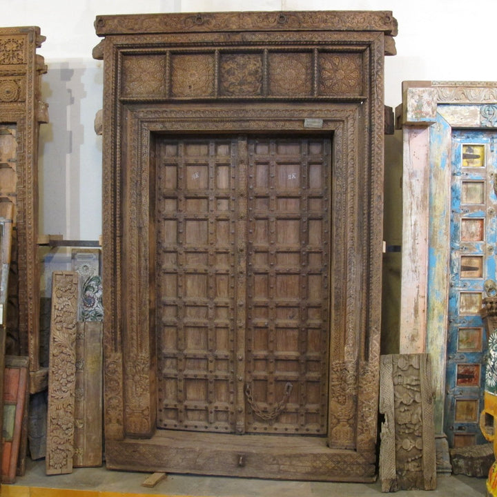 Carved Rosewood Door & Frame From Punjab - 19thC | Indigo Oriental Antiques