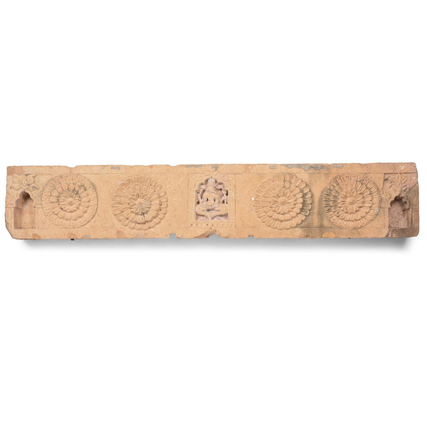 Carved Stone Lintel Panel With Ganesh From Jaisalmer - 19thC