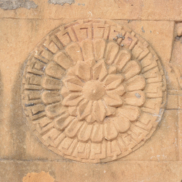 Carved Stone Lintel Panel With Ganesh From Jaisalmer - 19thC