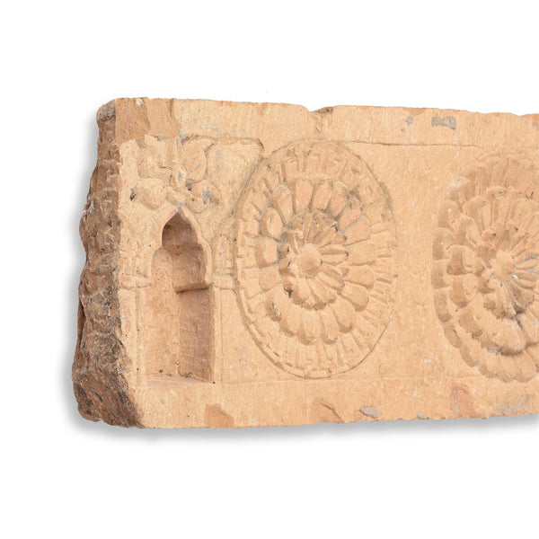 Carved Stone Lintel Panel With Ganesh From Jaisalmer - 19thC
