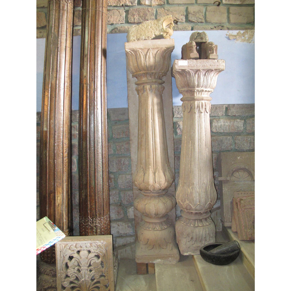 Carved Stone Pillar From The Punjab - 19thC | Indigo Oriental Antiques