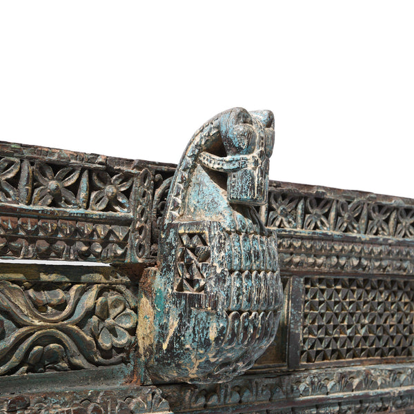 Carved Teak Architectural Panel With Horses - 19thC