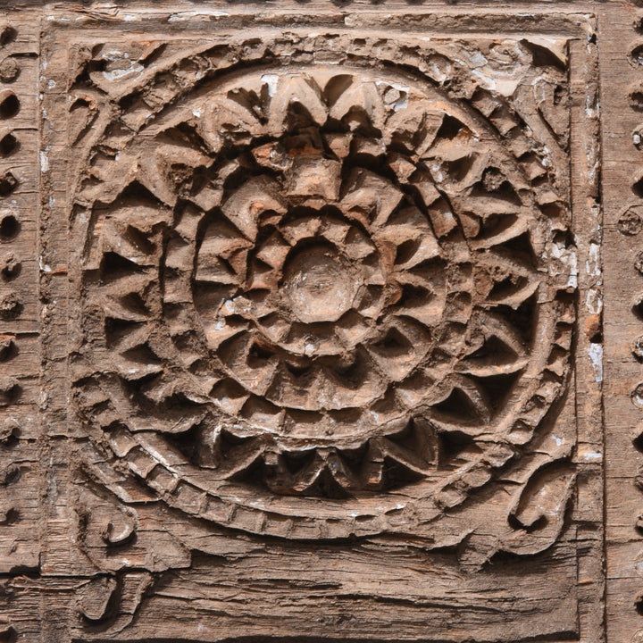 Indian Carved Teak Ganesh Lintel Panel From Gujarat - 18thC | Indigo Antiques