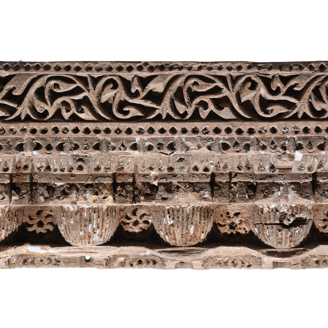 Indian Carved Teak Ganesh Lintel Panel From Gujarat - 18thC | Indigo Antiques