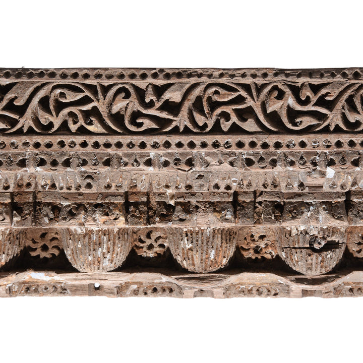 Indian Carved Teak Ganesh Lintel Panel From Gujarat - 18thC | Indigo Antiques