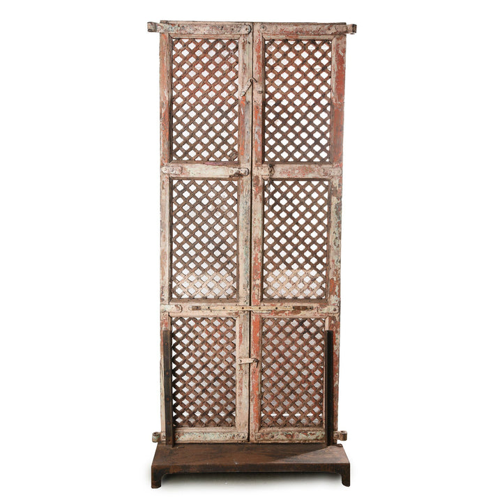 Carved Teak Jali Windows With Original Paint From Patan - 18thC | Indigo Antiques