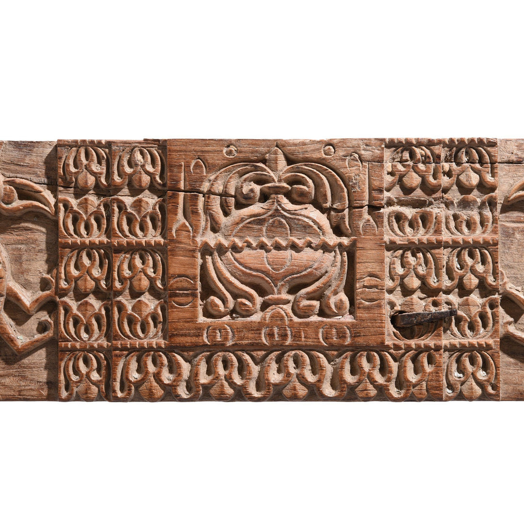 Carved Teak Peacock Lintel Panel From Andra Pradesh - 18thC | Indigo Antiques