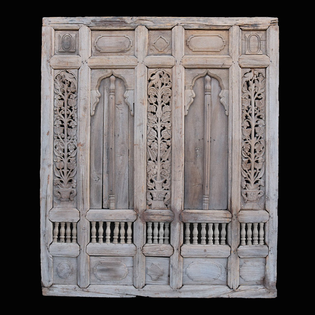 Carved Teak Window Shutter From Hyderabad - 19thC | Indigo Oriental Antiques