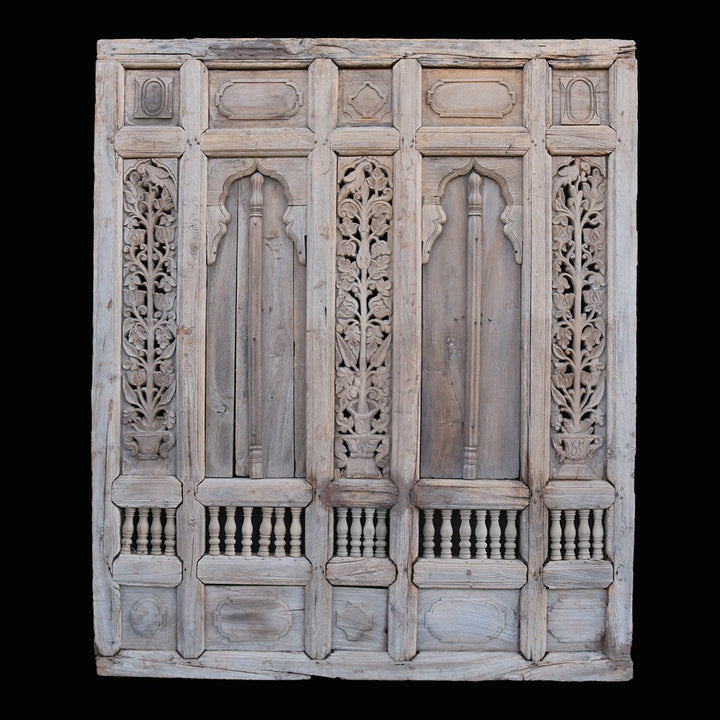 Carved Teak Window Shutter From Hyderabad - 19thC | Indigo Oriental Antiques