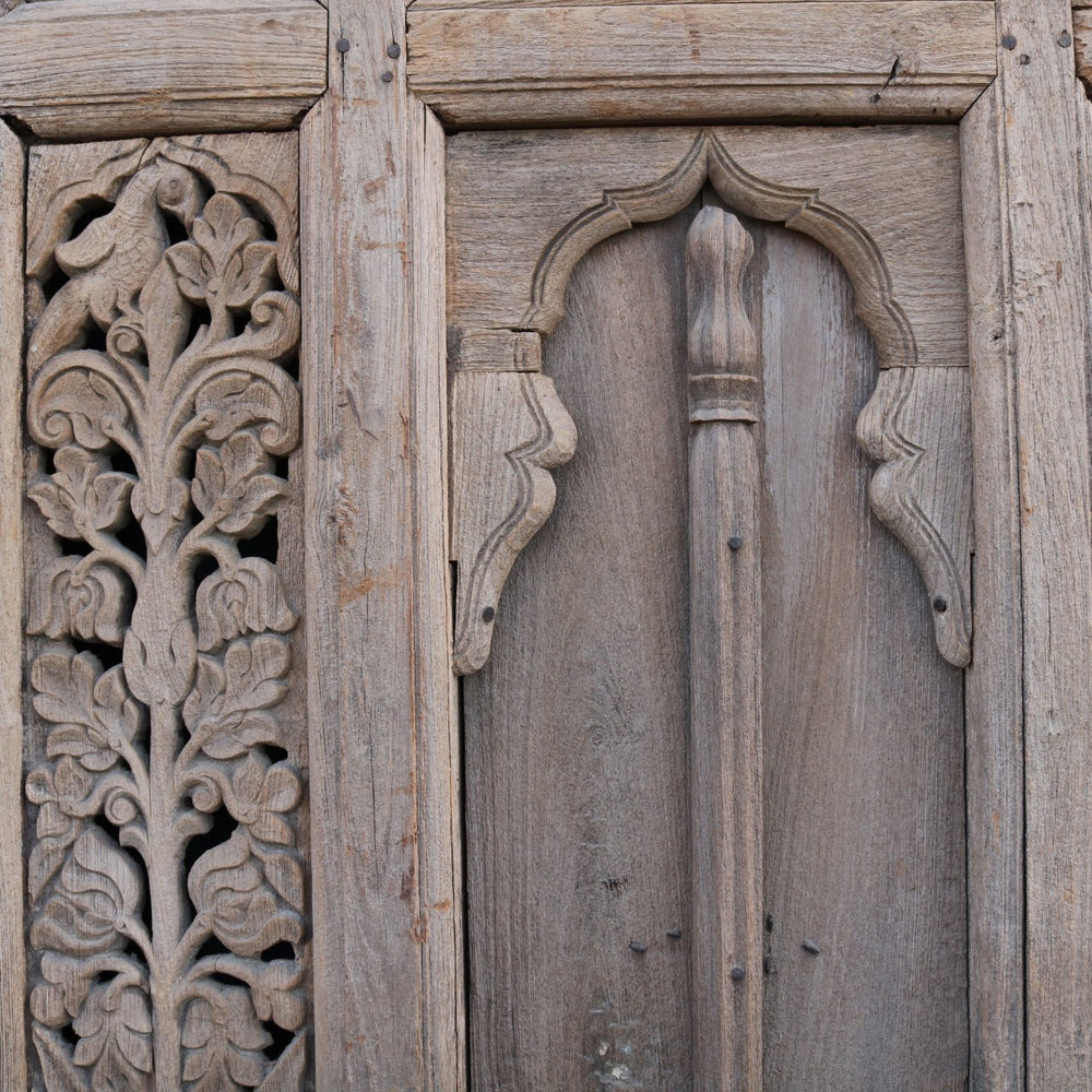 Carved Teak Window Shutter From Hyderabad - 19thC | Indigo Oriental Antiques