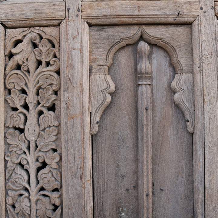 Carved Teak Window Shutter From Hyderabad - 19thC | Indigo Oriental Antiques