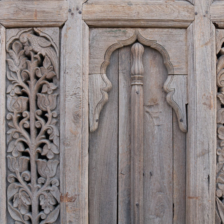 Carved Teak Window Shutter From Hyderabad - 19thC | Indigo Oriental Antiques