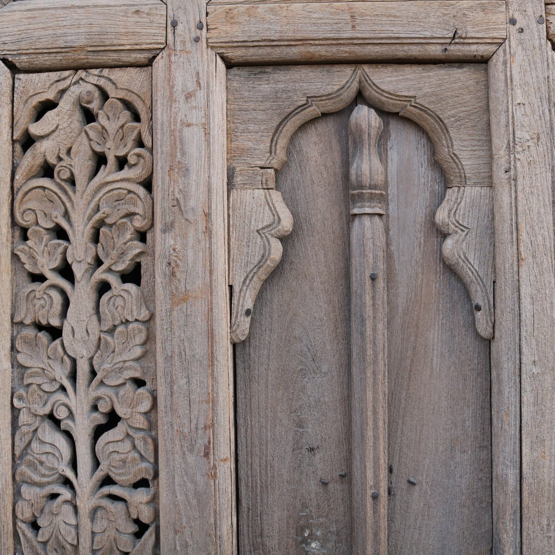 Carved Teak Window Shutter From Hyderabad - 19thC | Indigo Oriental Antiques