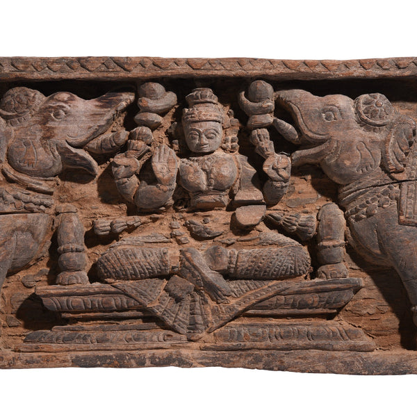 Indian Carved Gaja Lakshmi Panel - Mughal Style - 18thC