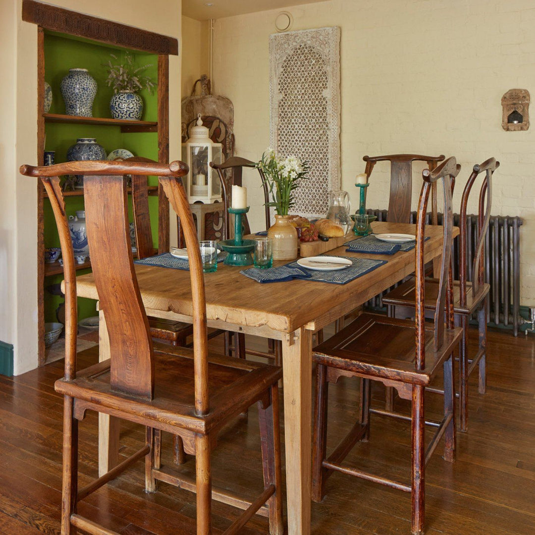 Oriental Kitchen Setting With Antique Chinese Official Chairs & An Indian Jali Panel | Indigo Antiques
