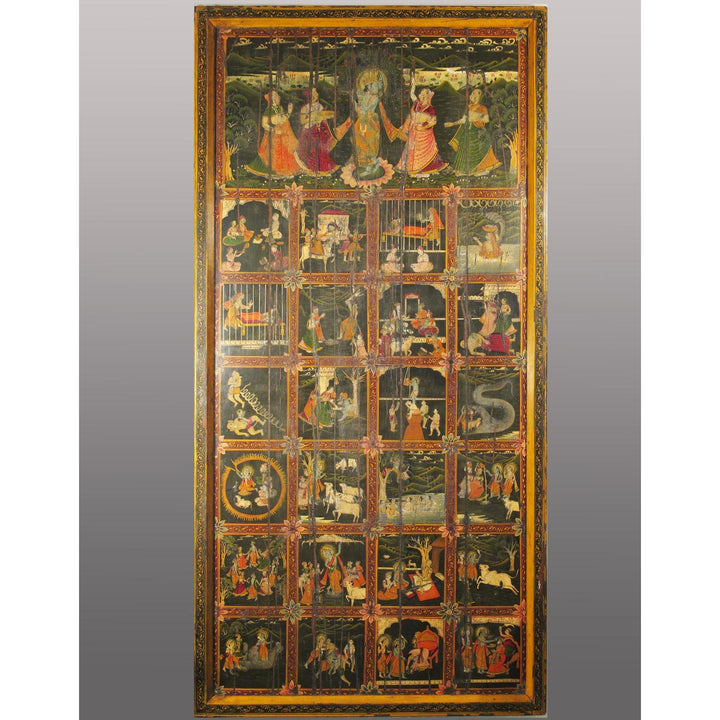 Old Bikaner Painted Ceiling Panel Ca 90 Yrs | Indigo Oriental Antiques