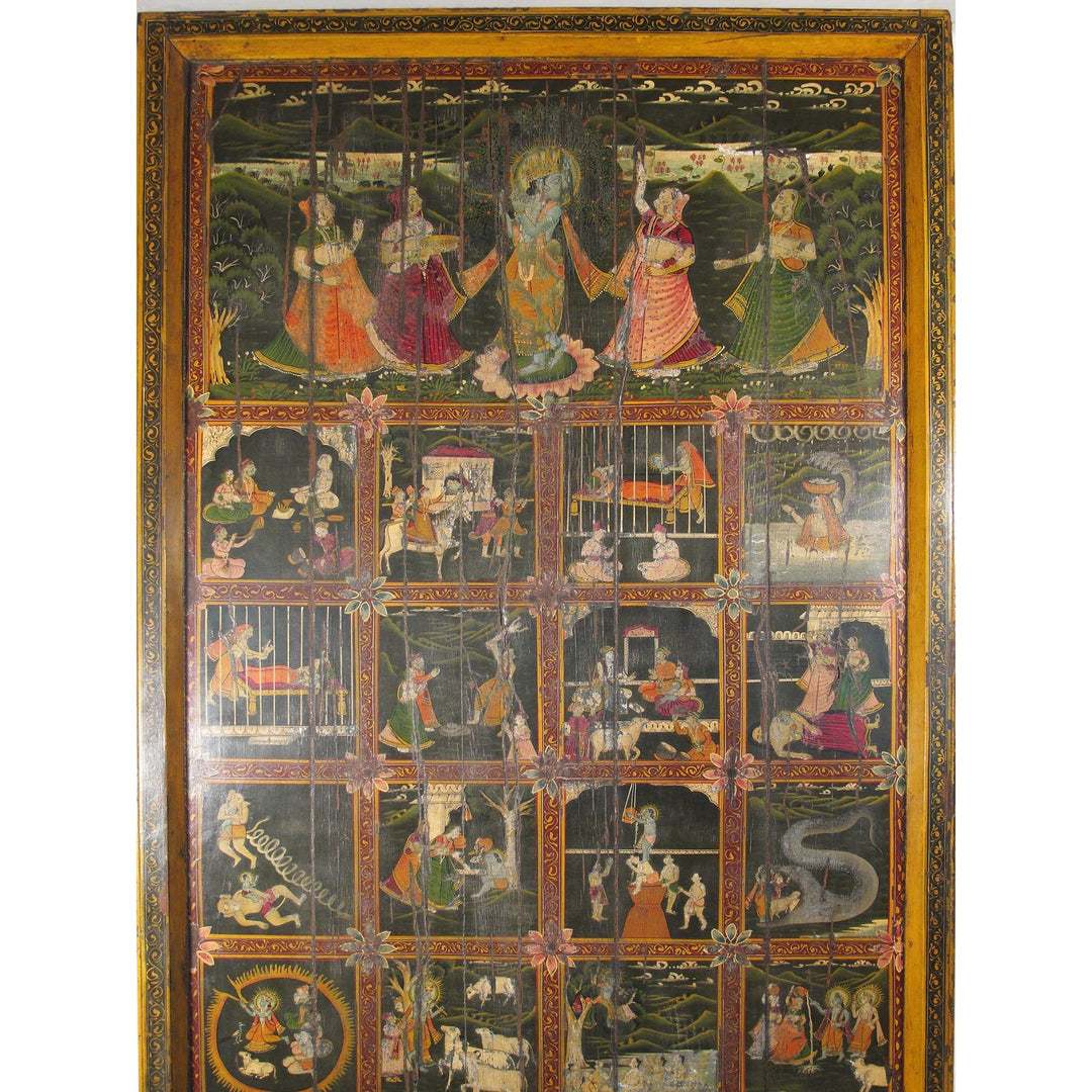 Old Bikaner Painted Ceiling Panel Ca 90 Yrs | Indigo Oriental Antiques