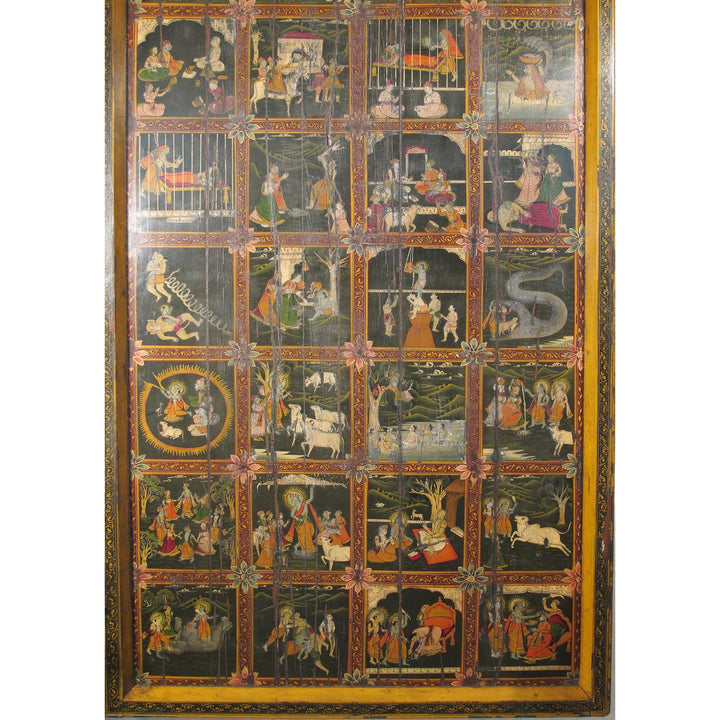 Old Bikaner Painted Ceiling Panel Ca 90 Yrs | Indigo Oriental Antiques