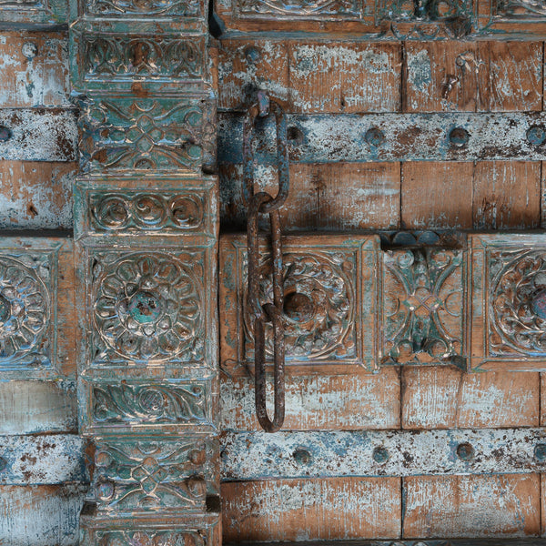 Old Blue Painted Indian Doors From Kutch - 19thC