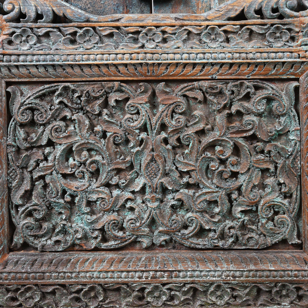Carving Detail of Old Carved Mughal Window Shutter - 18thC | Indigo Antiques