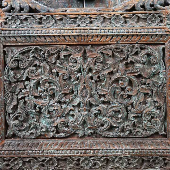 Carving Detail of Old Carved Mughal Window Shutter - 18thC | Indigo Antiques