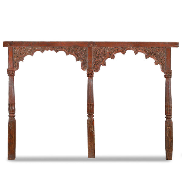 Old Carved Teakwood Double Arch from Maharashtra - 19thC