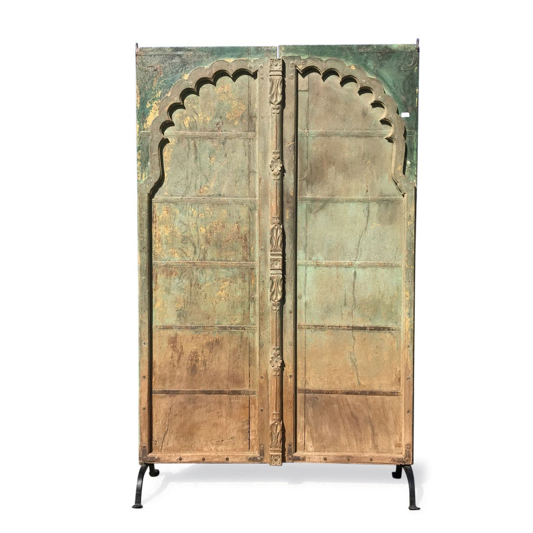 Old Green Painted Indian Door - 19thC | Indigo Oriental Antiques
