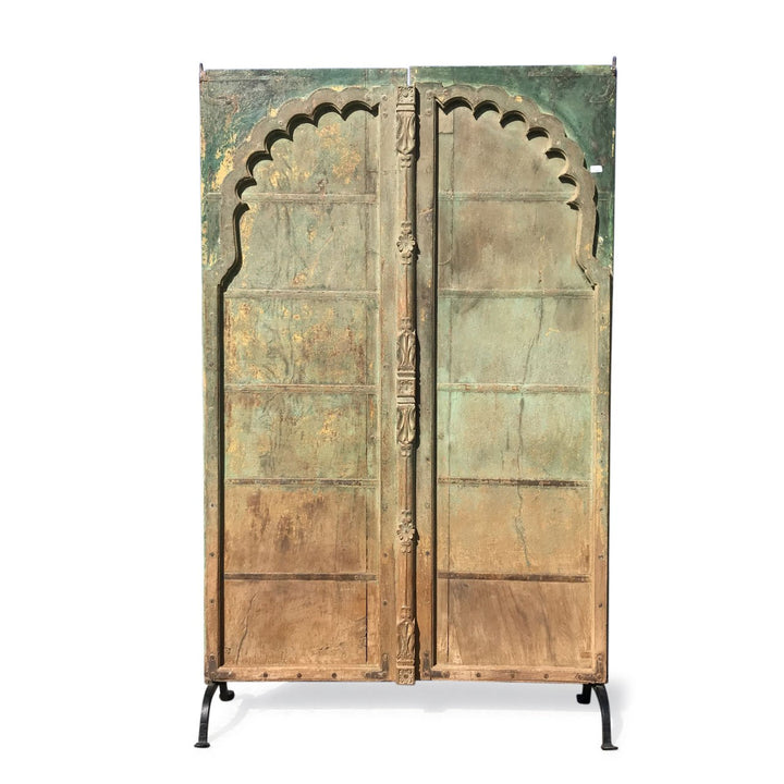 Old Green Painted Indian Door - 19thC | Indigo Oriental Antiques