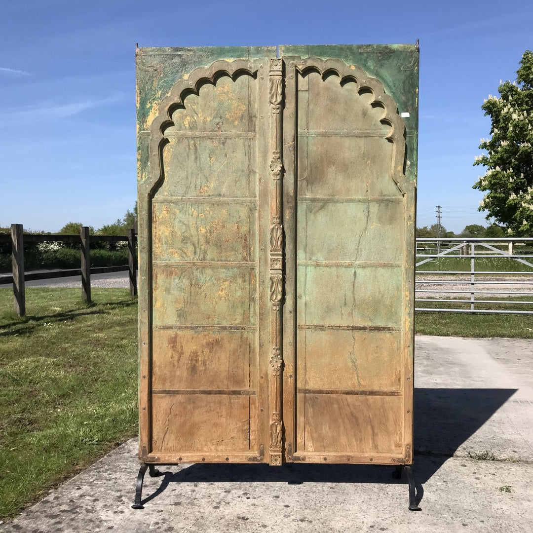 Old Green Painted Indian Door - 19thC | Indigo Oriental Antiques