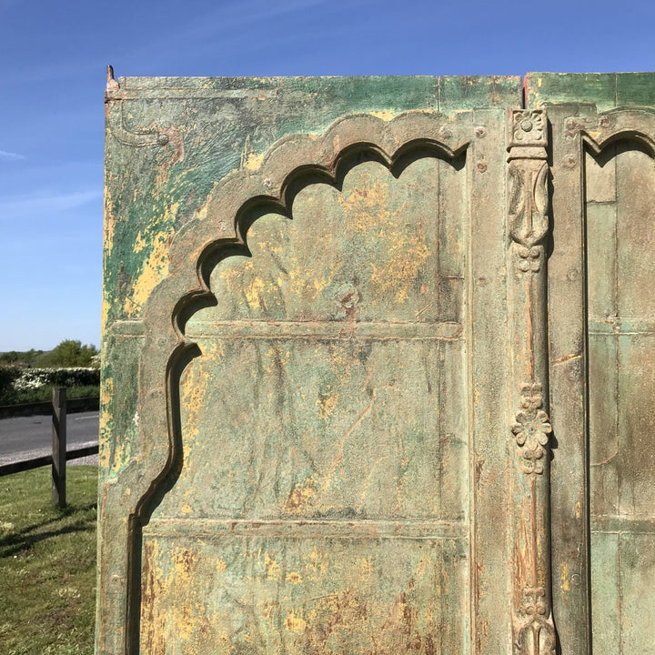 Old Green Painted Indian Door - 19thC | Indigo Oriental Antiques